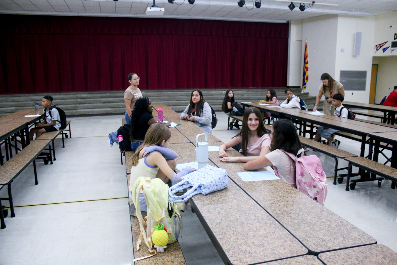 Students sit in the cafeteria